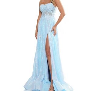 Elegant Light Blue Sequin Gown